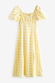 Yellow/White Gingham Puff Sleeve Midi Dress - Image 7 of 8