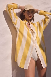 Yellow/White Stripe Beach Shirt Cover-Up - Image 4 of 7