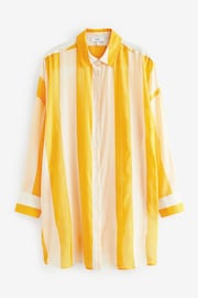 Yellow/White Stripe 100% Cotton Beach Shirt Cover-Up - Image 6 of 7