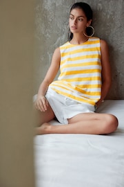 Yellow Relaxed Fit Sleeveless Scoop Neck Slub Vest Top - Image 2 of 6