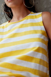 Yellow Relaxed Fit Sleeveless Scoop Neck Slub Vest Top - Image 4 of 6