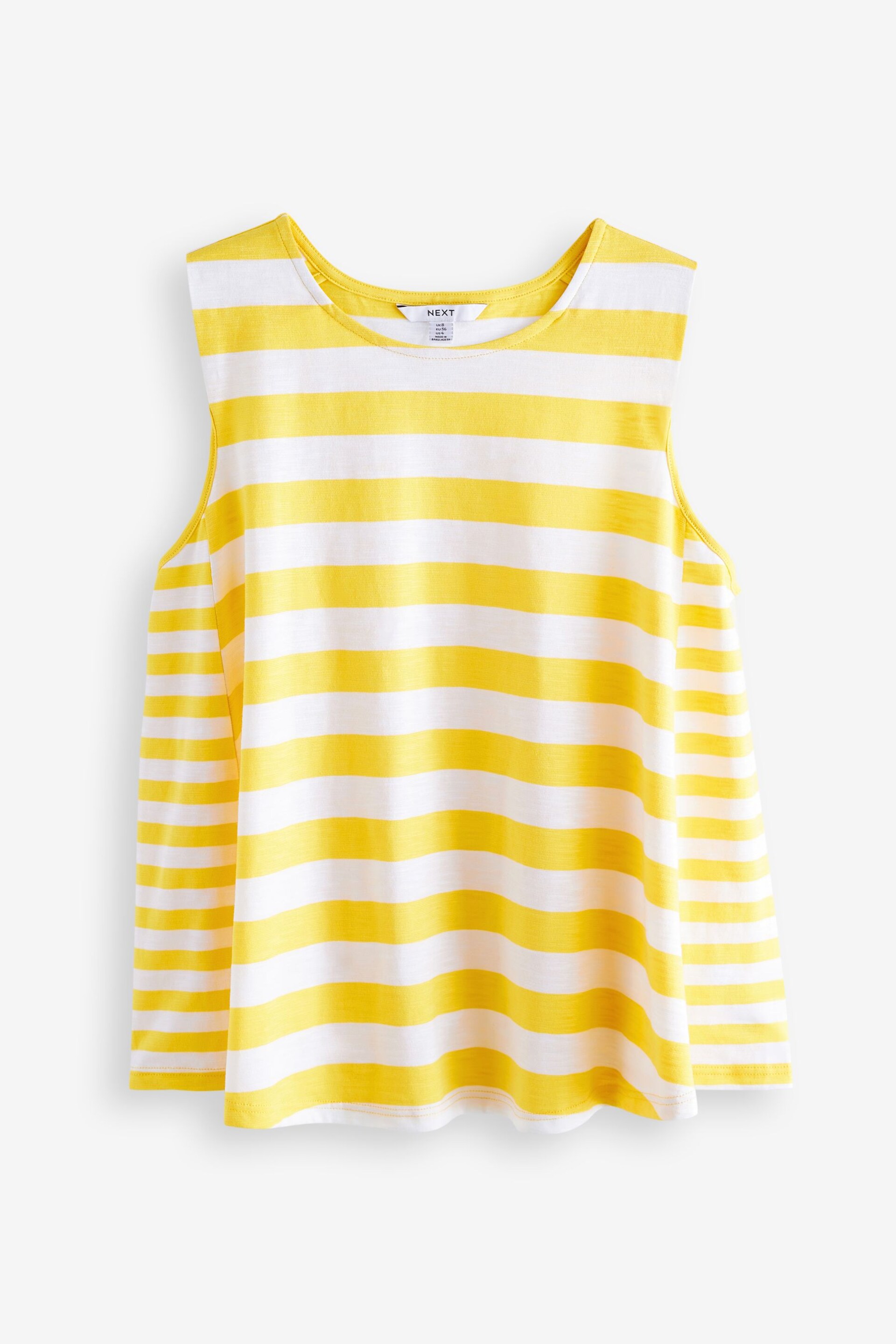 Yellow Relaxed Fit Sleeveless Scoop Neck Slub Vest Top - Image 5 of 6