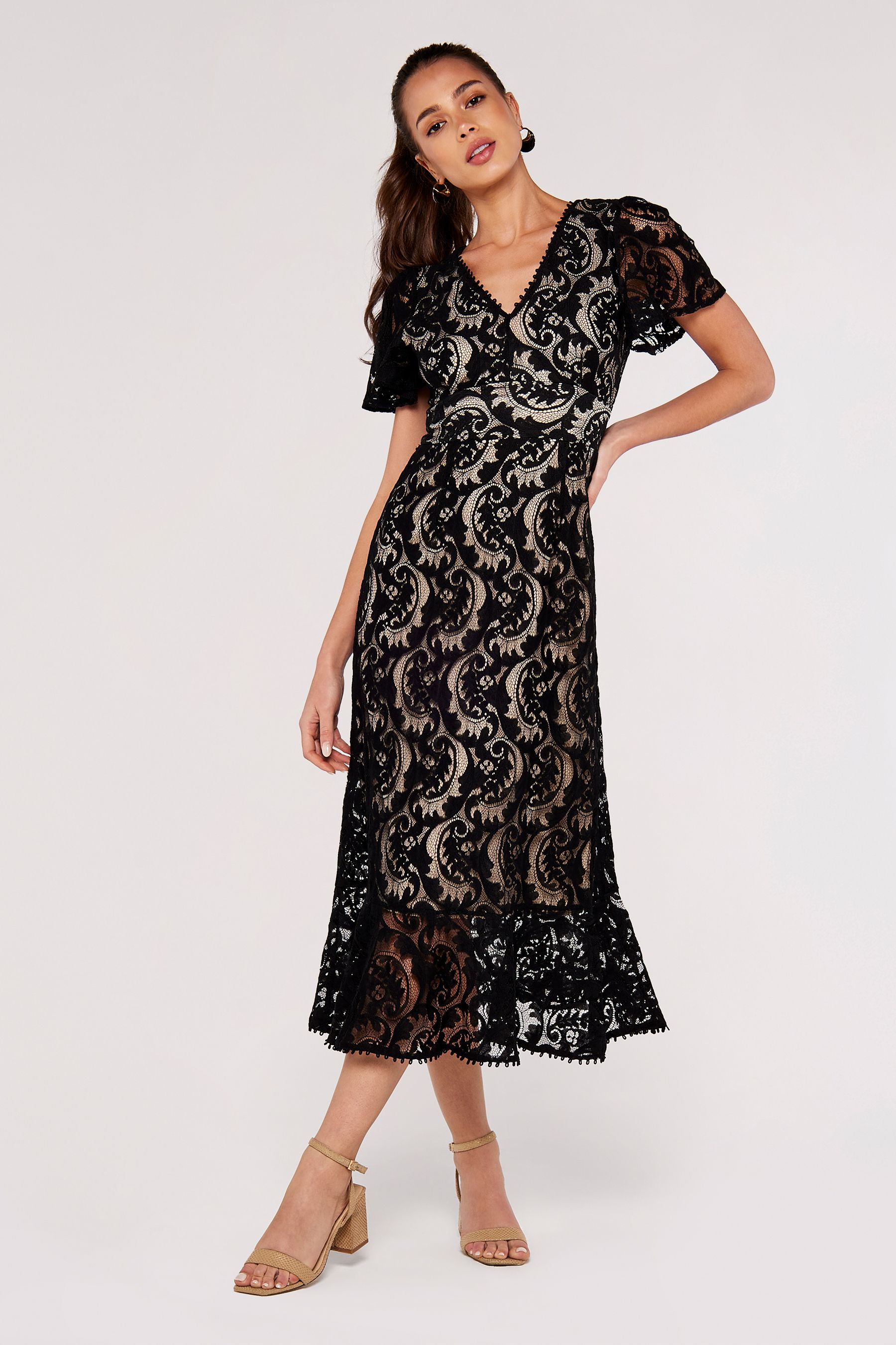 Warehouse corded lace dress outlet