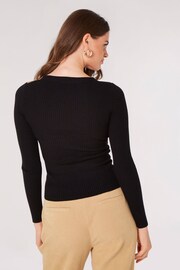 Apricot Black 2 Colour Ribbed Wrap Jumper - Image 2 of 4