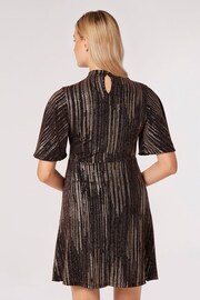 Apricot Brown Angel Sleeve Empire Sparkle Dress - Image 2 of 5