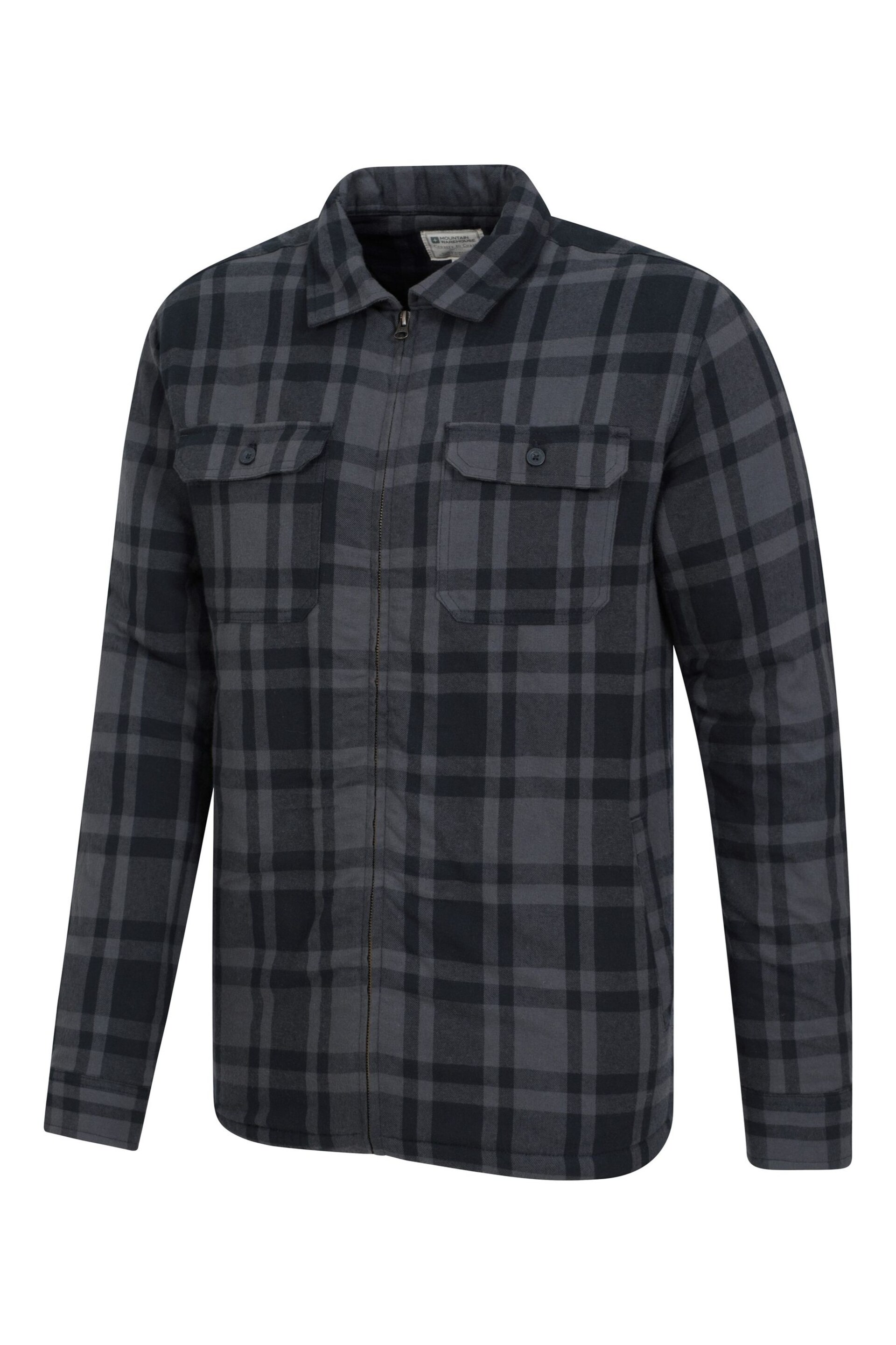 Mountain Warehouse Grey Mens Stream II Fleece Lined Flannel Shirt - Image 5 of 6