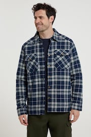 Mountain Warehouse Blue Mens Pinn Borg Lined Flannel Shirt - Image 1 of 8