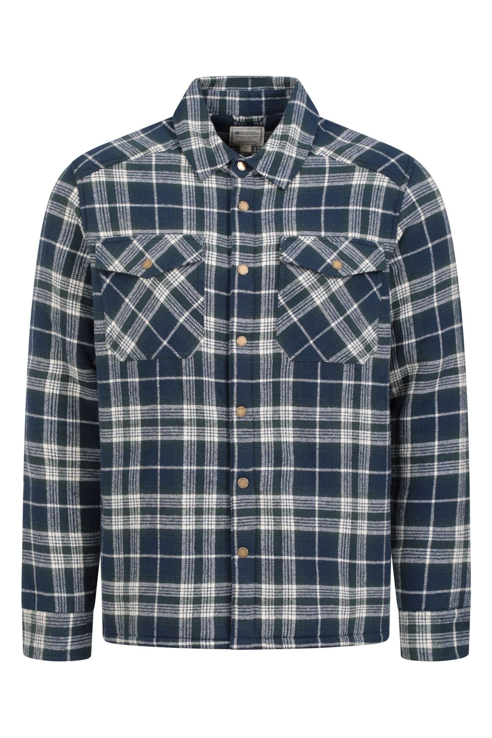 Mountain Warehouse Blue Mens Pinn Borg Lined Flannel Shirt - Image 4 of 8