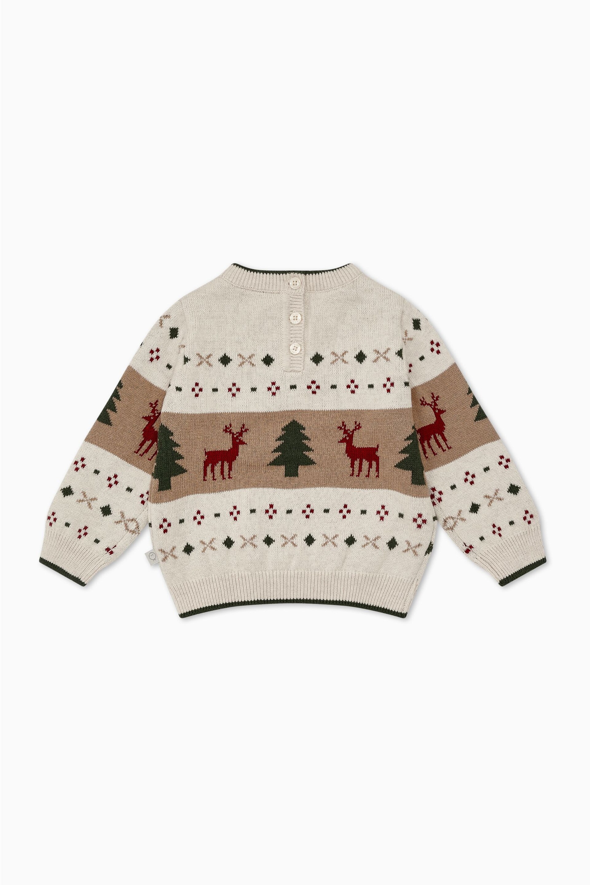 MORI Cream Organic Cotton Reindeer Knitted Christmas Jumper - Image 2 of 4