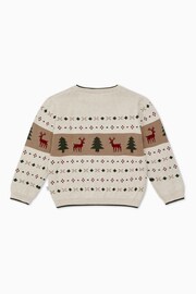 MORI Cream Organic Cotton Reindeer Knitted Christmas Jumper - Image 3 of 4