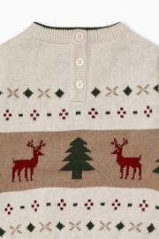 MORI Cream Organic Cotton Reindeer Knitted Christmas Jumper - Image 4 of 4