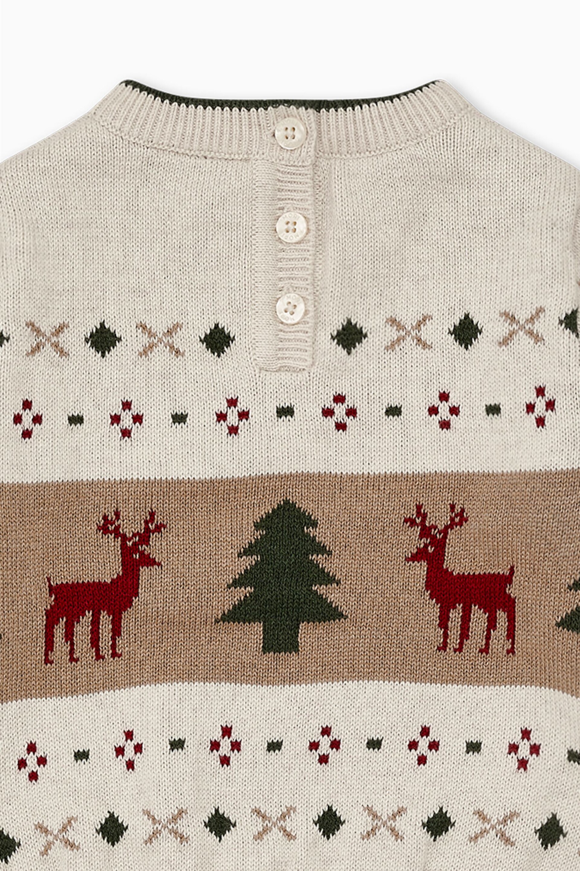 MORI Cream Organic Cotton Reindeer Knitted Christmas Jumper - Image 4 of 4