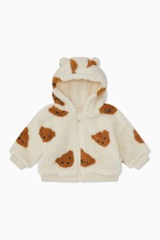 MORI Cream Recycled Sherpa Teddy Bear Cosy Jacket - Image 4 of 6