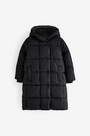 Black Longer Length Shower Resistant Square Quilt Padded Coat (3-16yrs) - Image 7 of 11