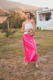 Pink Tailored Satin Midi Skirt - Image 2 of 6
