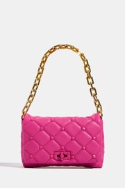 Skinnydip Farah Pink Studded Quilt Chain Shoulder Bag - Image 1 of 5