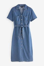Mid Blue Fuller Bust Button Through Denim Summer Dress - Image 4 of 5