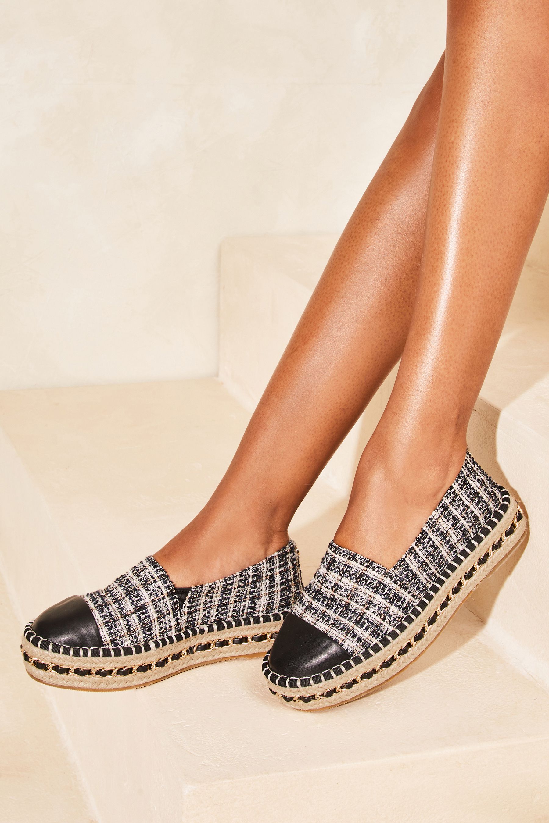 Buy Lipsy Black Flat Chunky Flatform Espadrille Shoes from Next Luxembourg