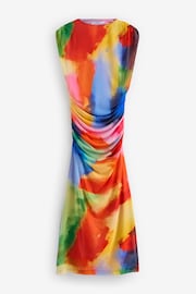 Multicoloured Brights High Neck Mesh Midi Dress - Image 5 of 6