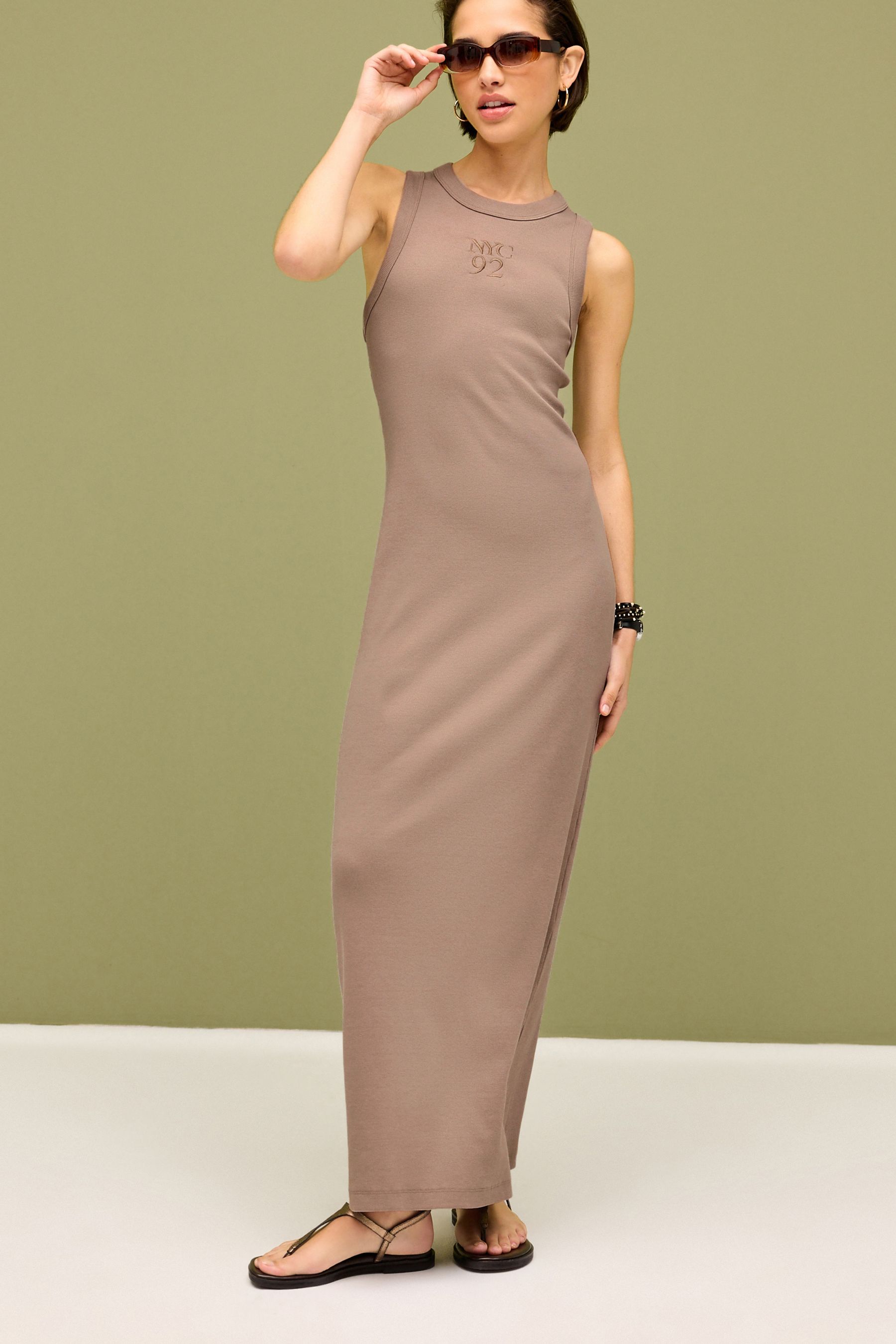 Leading role taupe maxi dress top