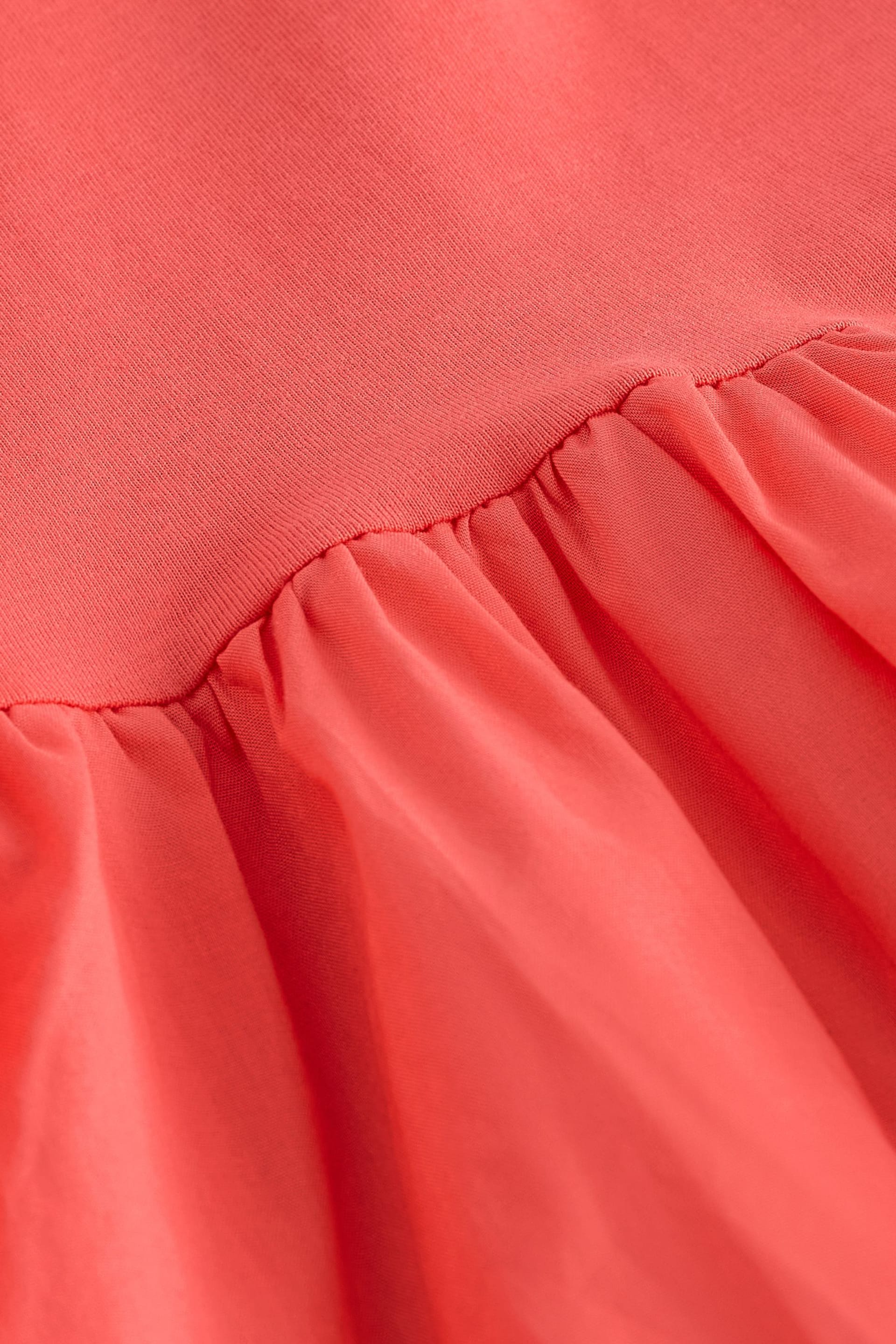 Coral Pink Puff Sleeve Mini Jersey Dress - Image 5 of 5