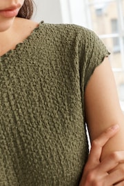 Khaki Green Short Sleeve Textured Column Jersey Dress - Image 4 of 6