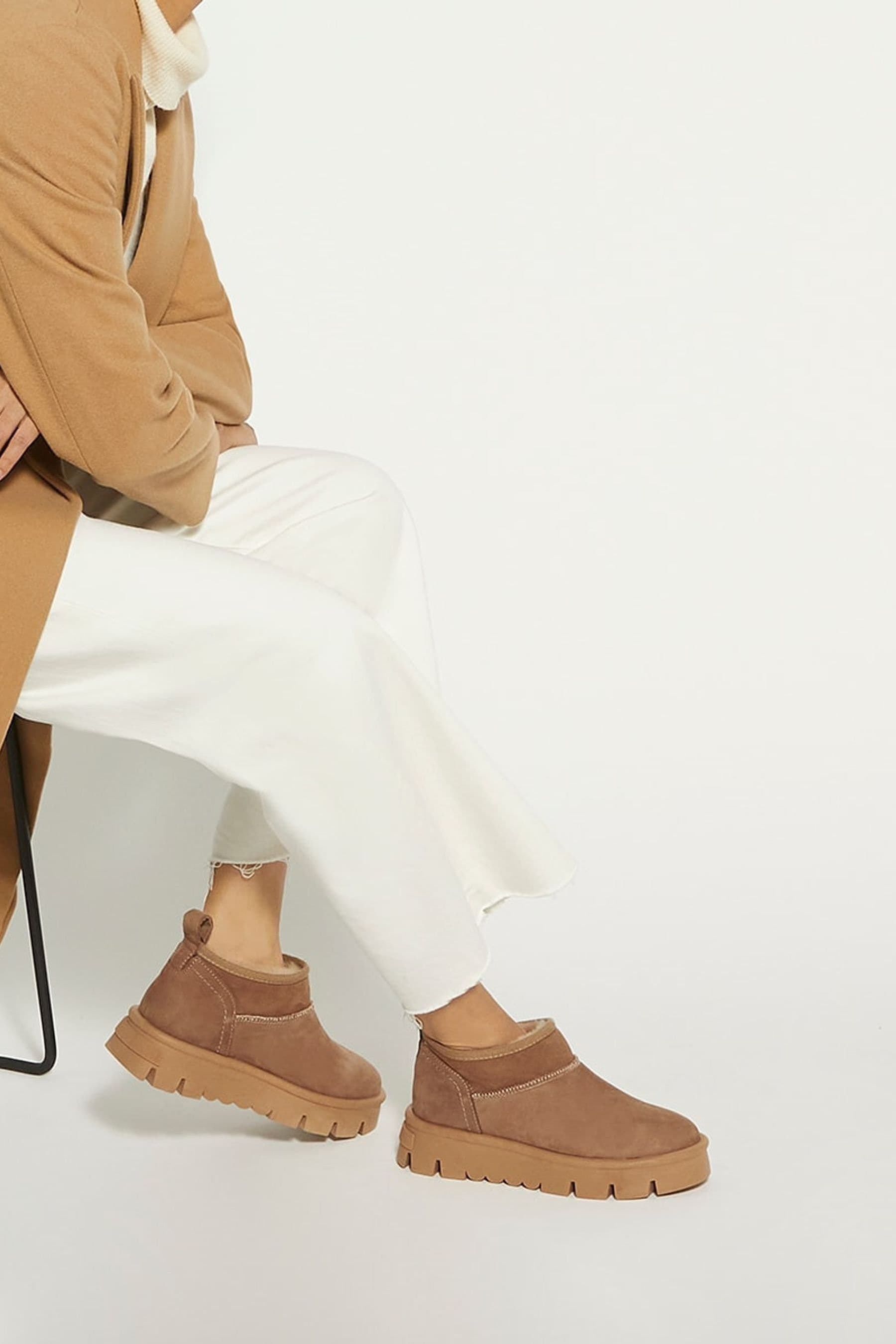 Buy Dune London Brown Pod Faux Fur Lined Cropped Ankle Boots from Next Luxembourg