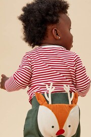 Mori Red Stripe Organic Cotton Long Sleeve Envelope Neckline Bodysuit - Image 3 of 6