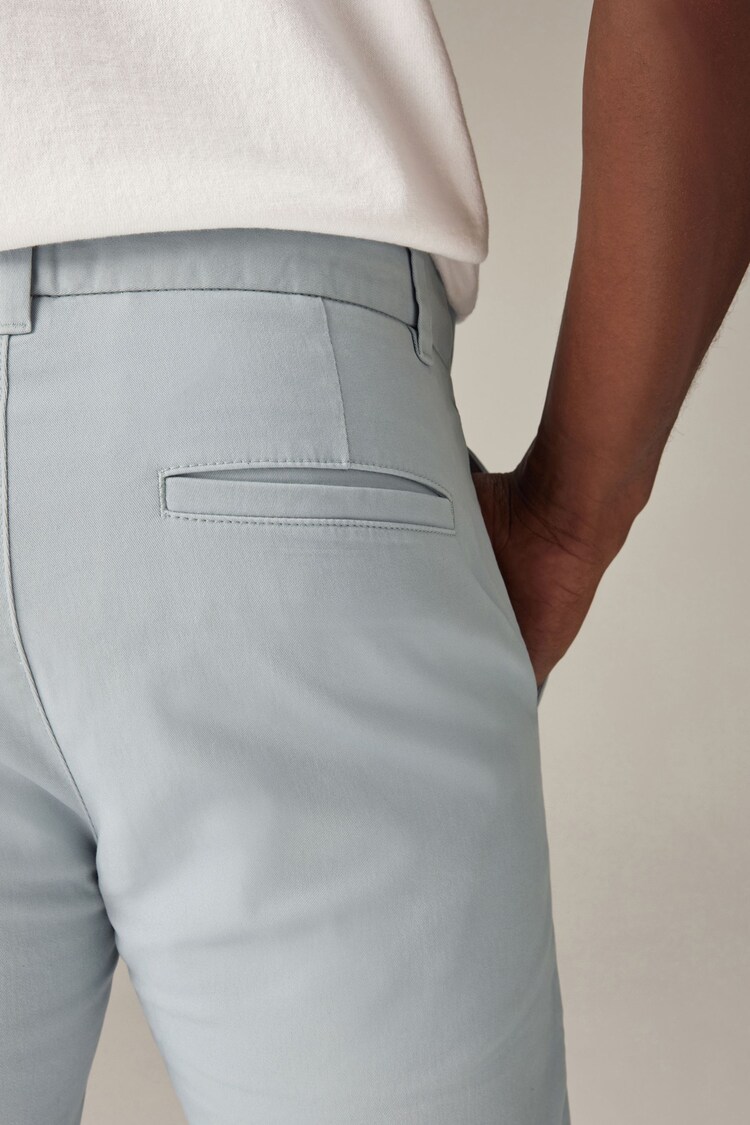 Light Blue Skinny Fit Stretch Chino Trousers - Image 5 of 9