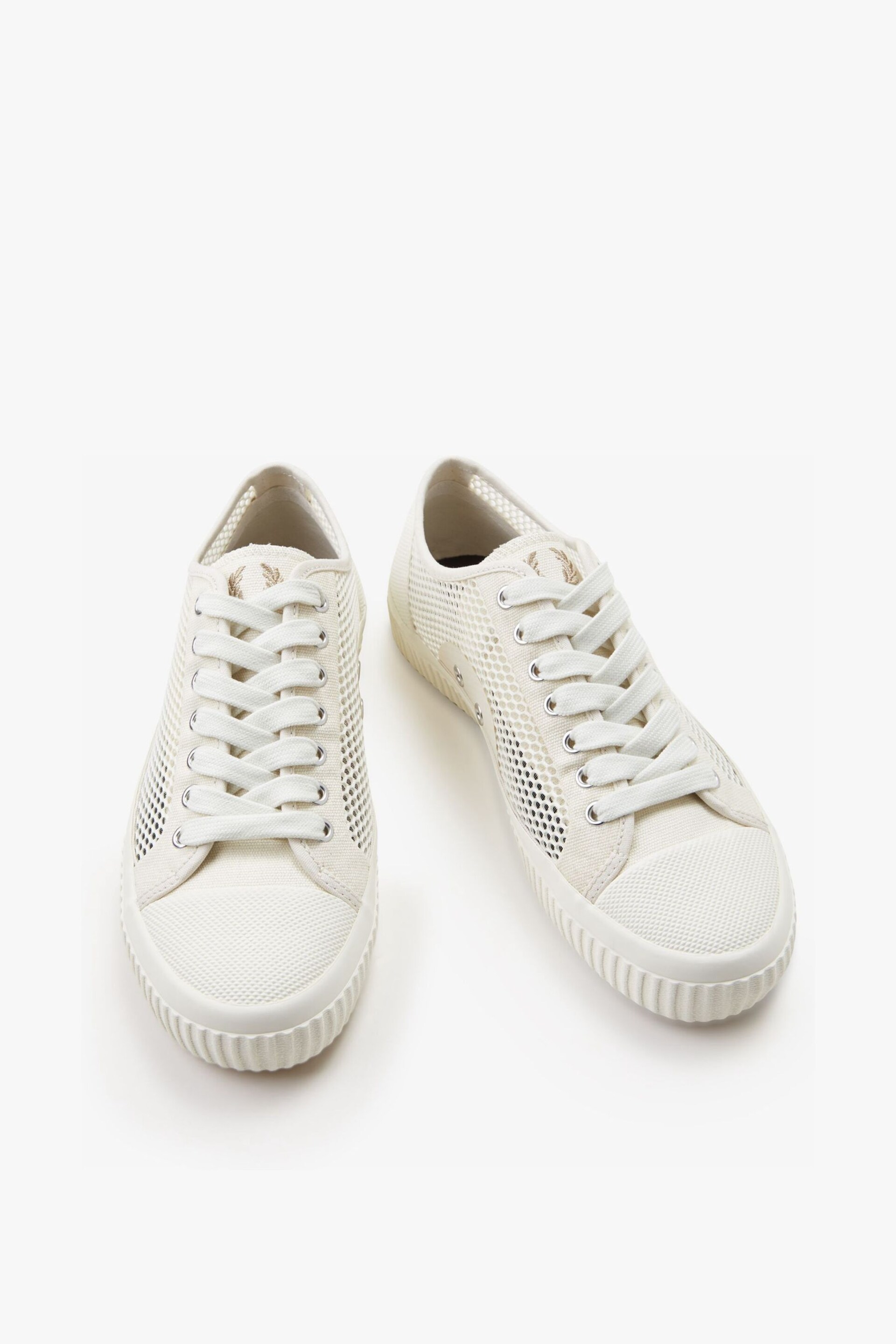 Fred Perry Womens Ecru White Hughes Mesh Trainers - Image 3 of 5