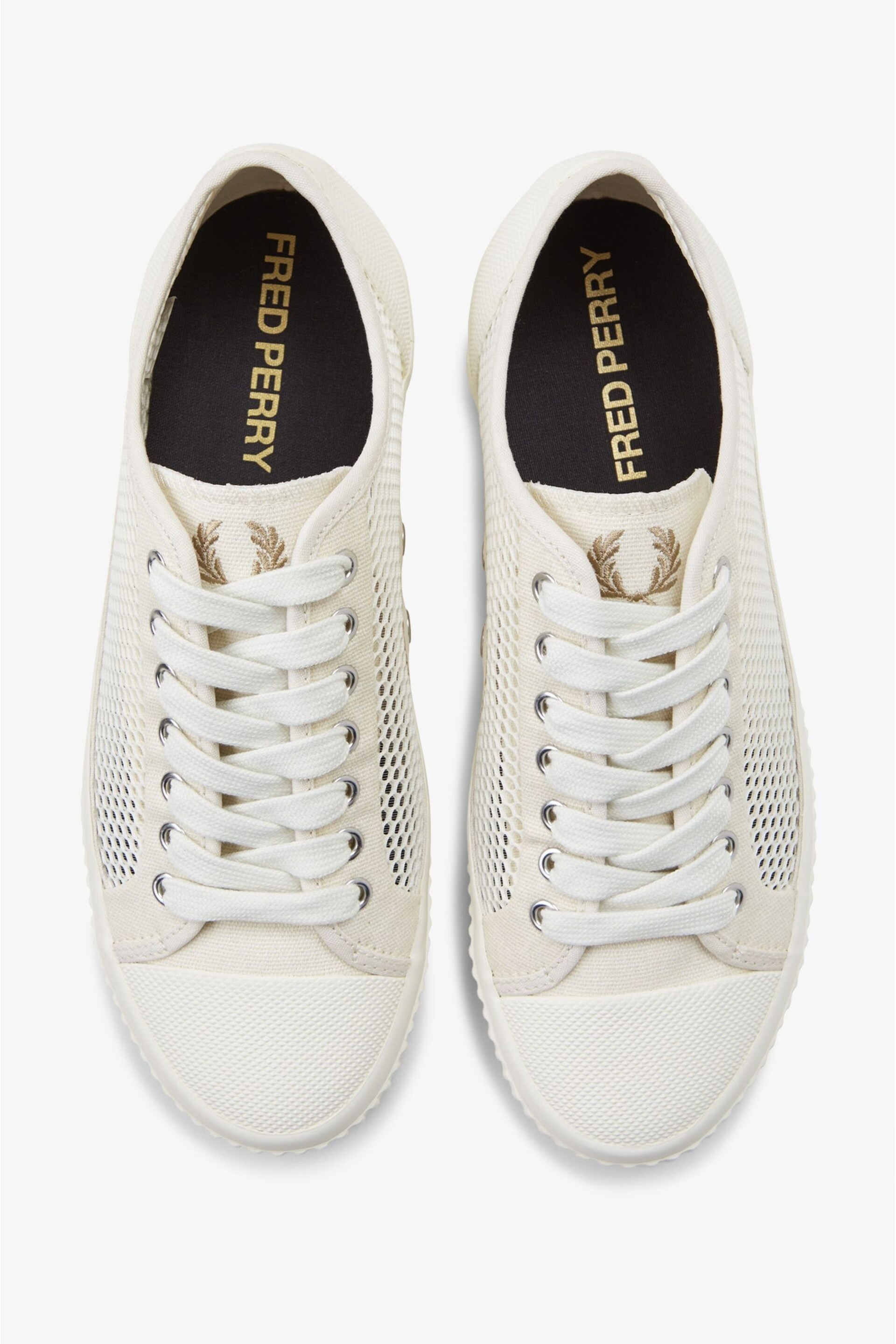 Fred Perry Womens Ecru White Hughes Mesh Trainers - Image 4 of 5