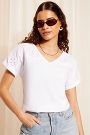 Friends Like These White Short Sleeve V Neck Cutwork Slubby T-Shirt - Image 2 of 4