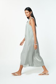 Silver Sleeveless Column V-Neck Midi Dress - Image 3 of 12