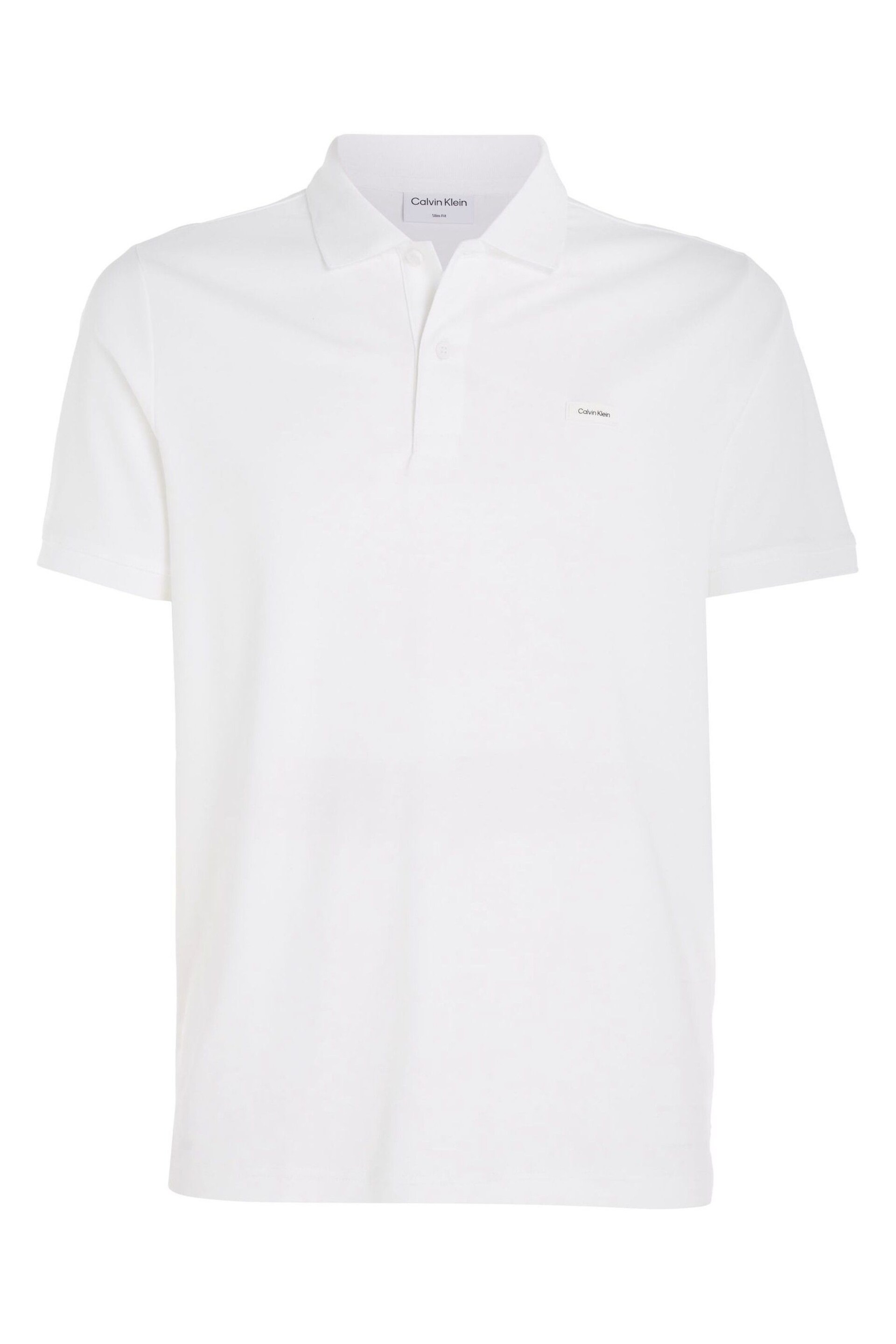 Calvin Klein White Slim Essential Smooth Cotton Polo Shirt - Image 4 of 5