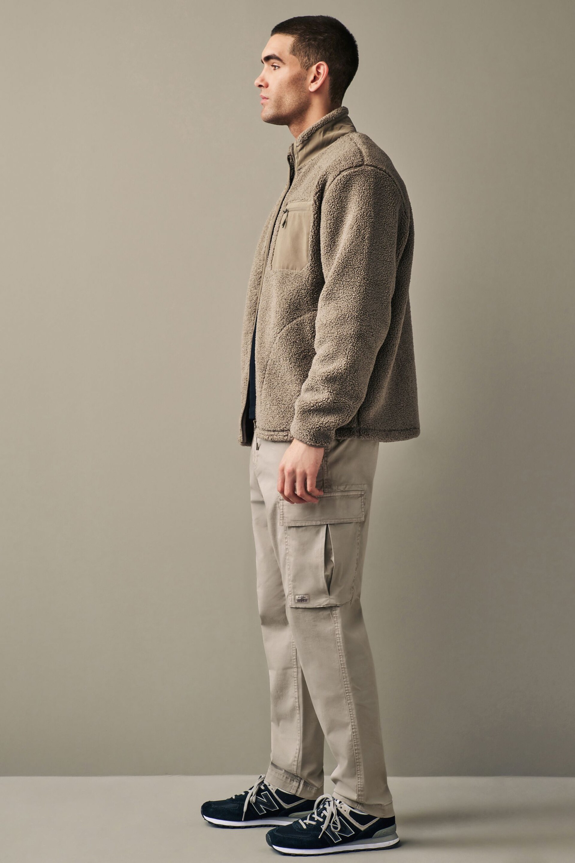Light Stone Regular Fit Cargo Trousers - Image 3 of 6