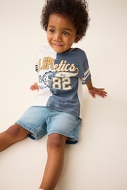 Blue/White Short Sleeve Varsity T-Shirt (3mths-7yrs) - Image 2 of 7