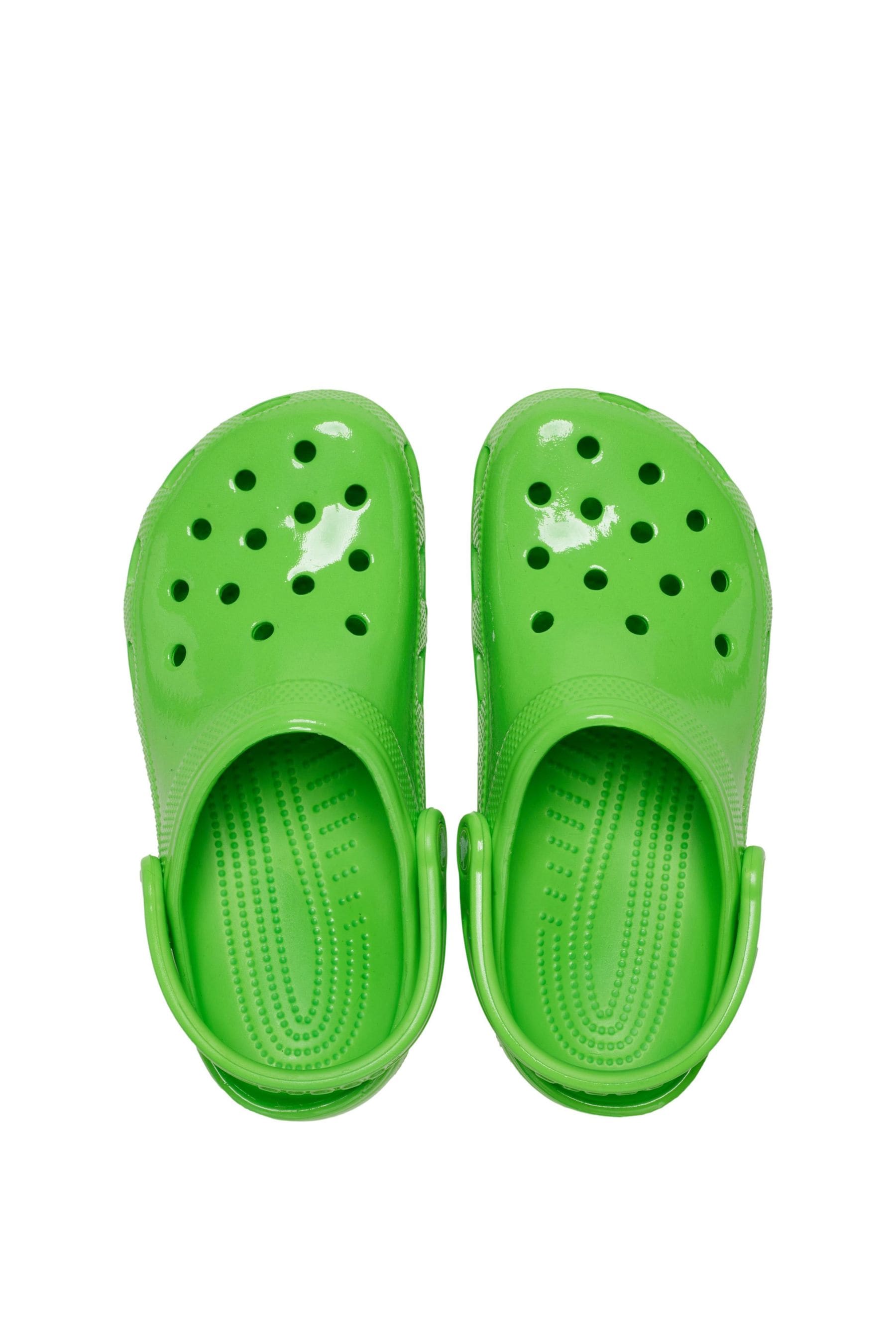 Bright green crocs store