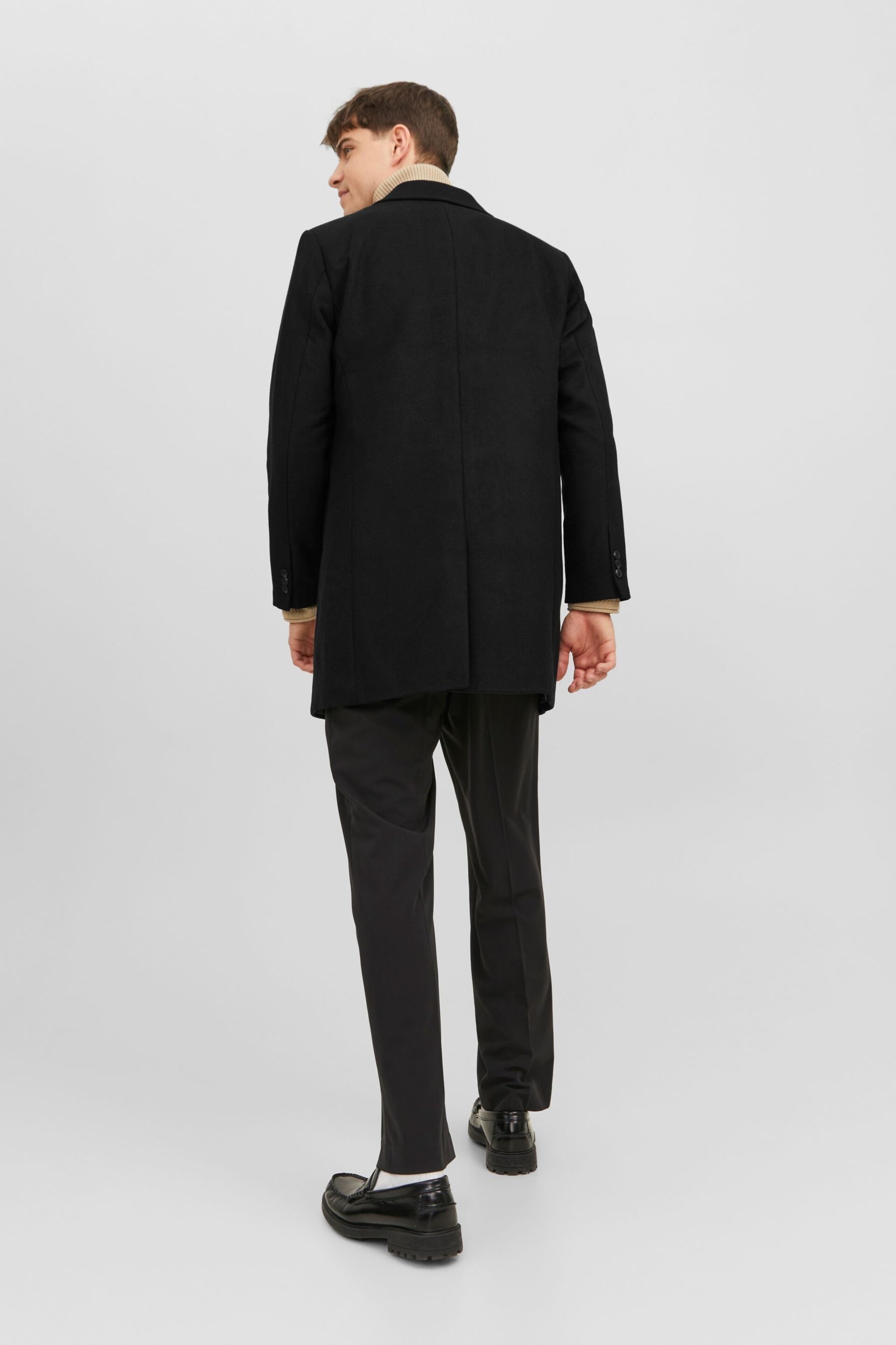 JACK & JONES Black Tailored Smart Wool Coat - Image 3 of 5
