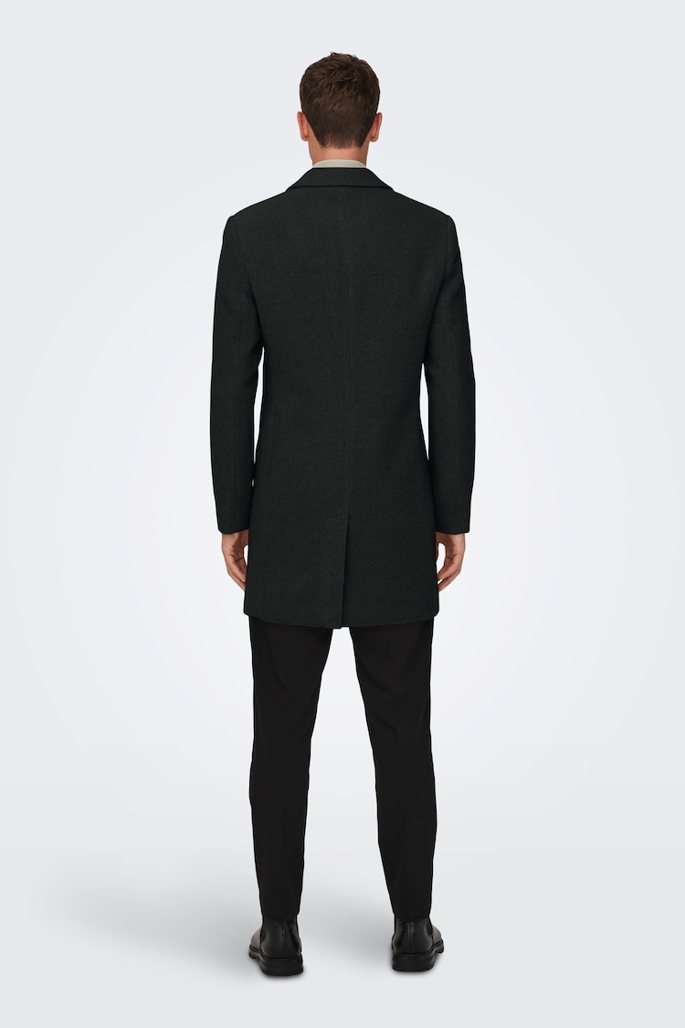 Only & Sons Black Smart Tailored Coat - Image 2 of 4