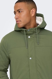 Only & Sons Green Parka Coat - Image 5 of 7