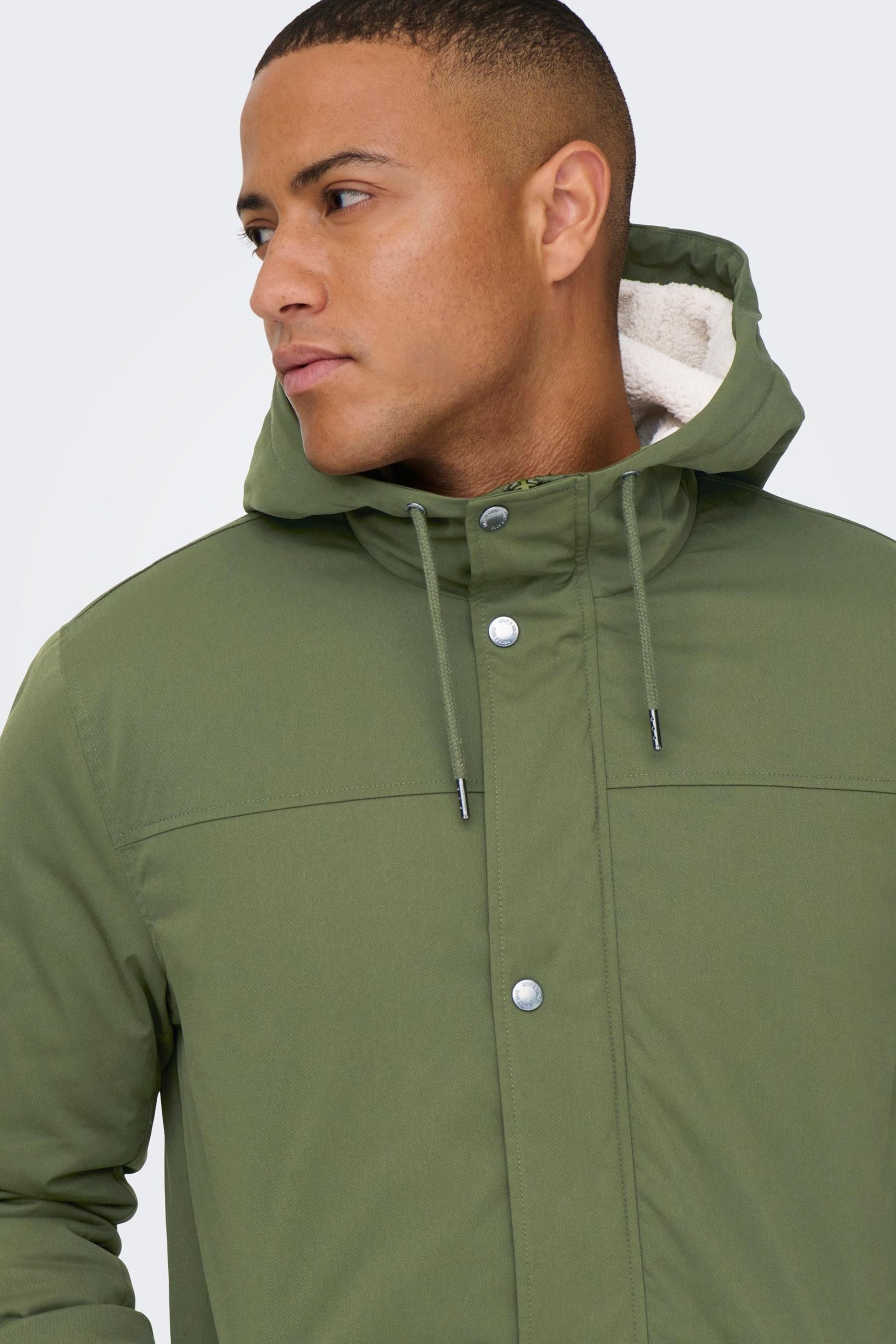 Only & Sons Green Parka Coat - Image 5 of 7