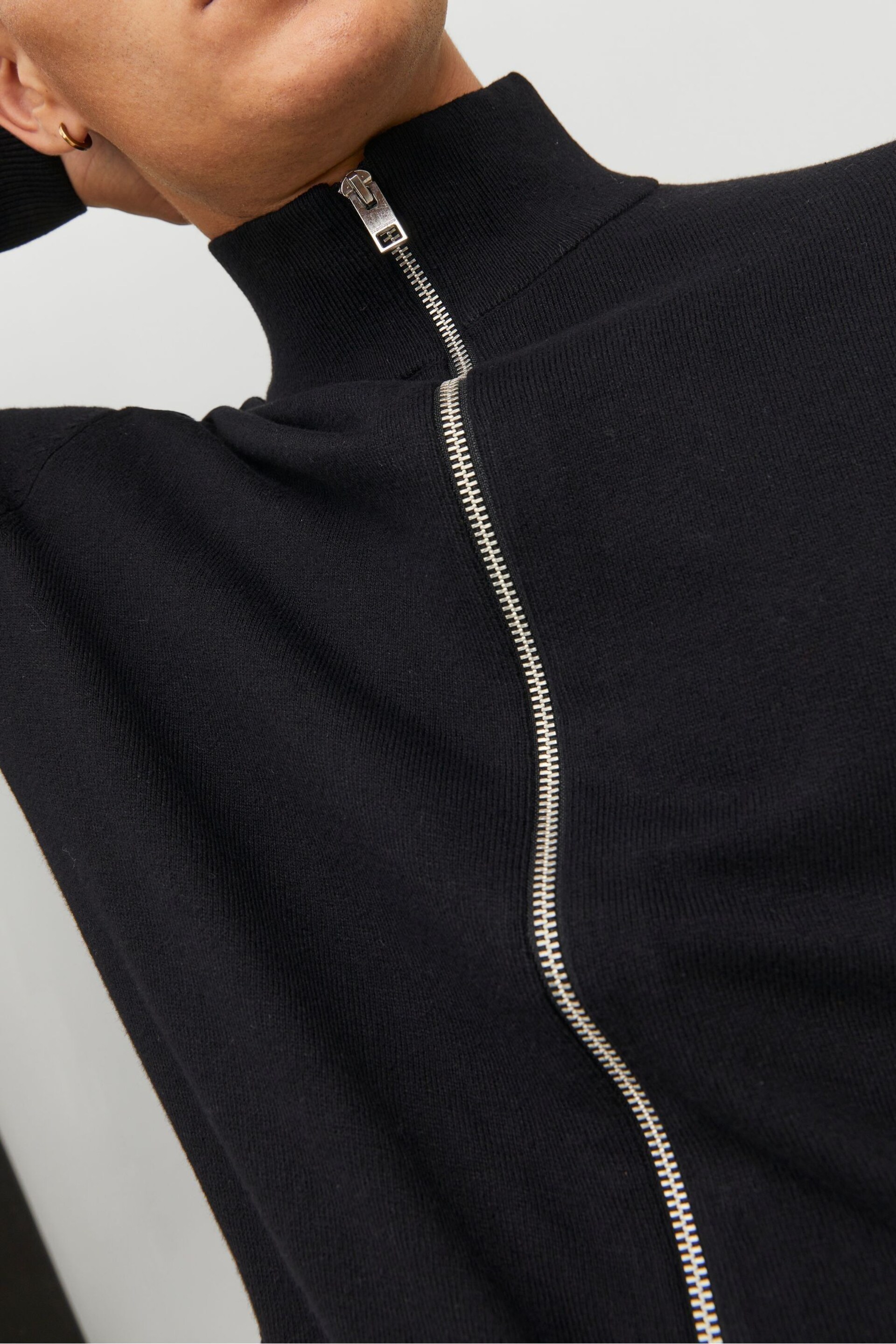 JACK & JONES Black Long Sleeve Zip Up Cardigan - Image 5 of 6