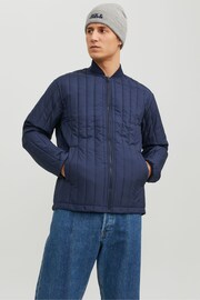 JACK & JONES Navy Padded Quilted Bomber Jacket - Image 1 of 6