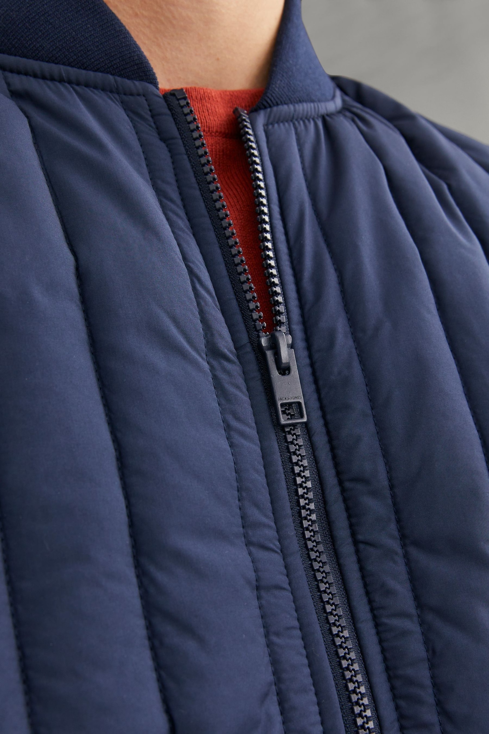 JACK & JONES Navy Padded Quilted Bomber Jacket - Image 5 of 6