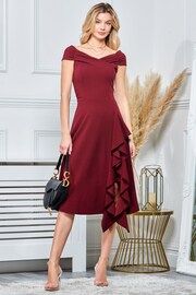 Jolie Moi Red Desiree Frill Fit & Flare Dress - Image 1 of 6