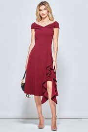 Jolie Moi Red Desiree Frill Fit & Flare Dress - Image 4 of 6