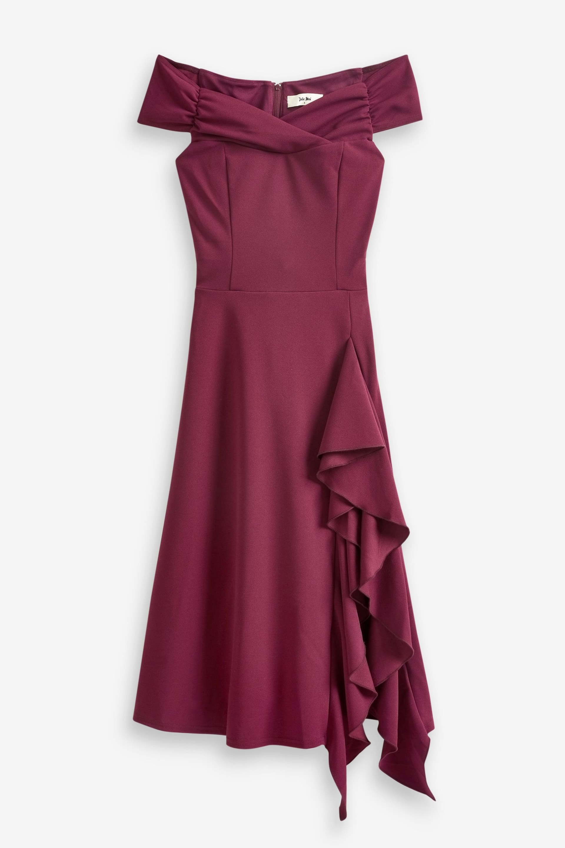 Jolie Moi Red Desiree Frill Fit & Flare Dress - Image 6 of 6