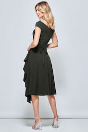 Jolie Moi Khaki Green Desiree Frill Fit & Flare Dress - Image 2 of 5