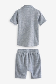 Blue/White Short Sleeve Pattern Shirt and Shorts Set (3mths-7yrs) - Image 4 of 5