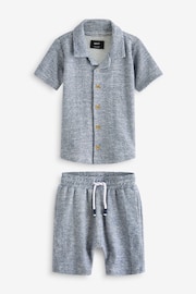 Blue/White Short Sleeve Pattern Shirt and Shorts Set (3mths-7yrs) - Image 5 of 5